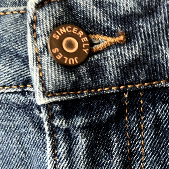 Sincerely Jules NEW Shorts Denim Jean Distressed Super HIgh Rise Wedge 25/1 - Picture 6 of 13